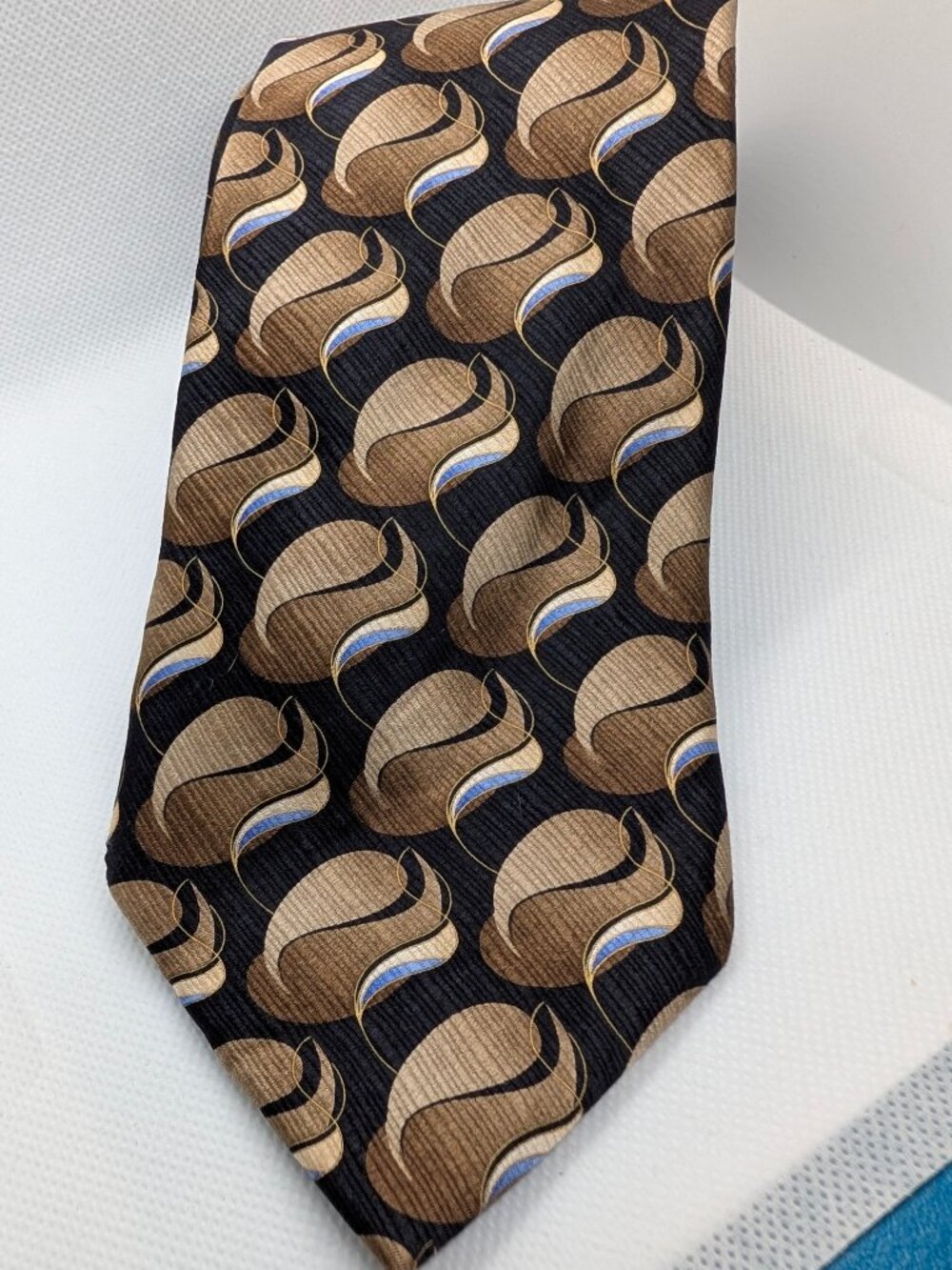 Stafford Brown/Blue Geometric Handmade Silk Men's Tie 62x4"